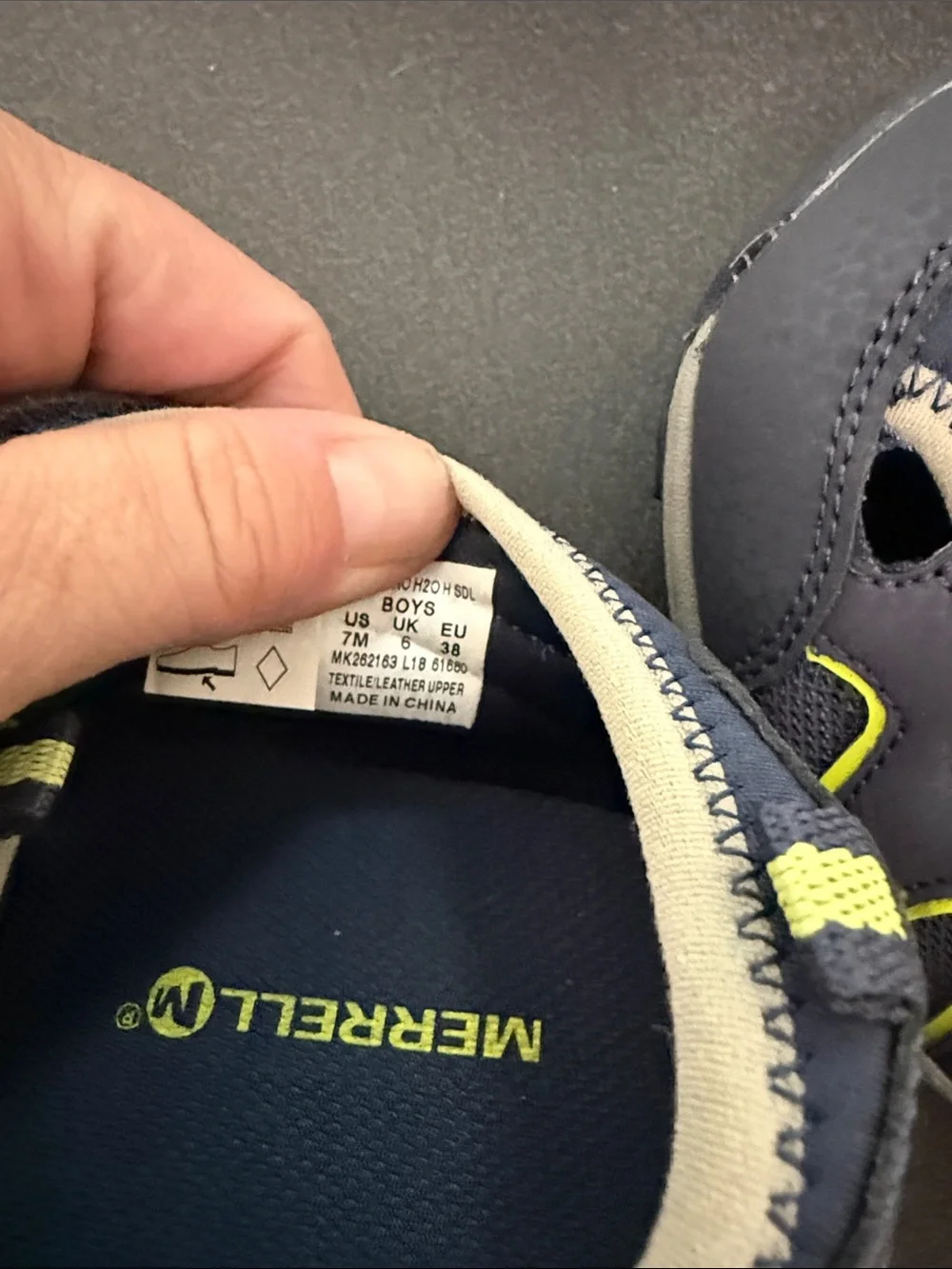 Merrell Kids Navy and Lime Sport Sandals